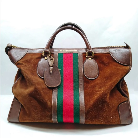 Gucci Handbags - Vintage Gucci Boston Bag  Brown Suede Leather